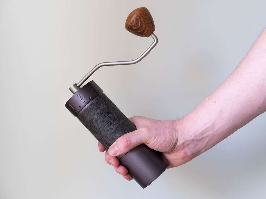 Side view of 1zpresso J max manual coffee grinder